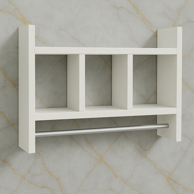 Nicho Porta Papel Toalha e Condimentos Potes Cozinha Banheiro 100% MDF BRANCO TX 15mm Tubo Metal Montado