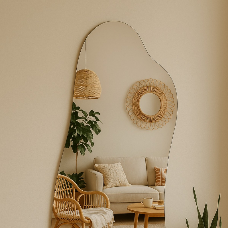 Espelho Grande Moderno Lapidado Decorativo 90x40cm Luxo