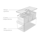 Organizador de Geladeira 5L com 3 Cestos Ou Natural Tampa Porta Frutas Legumes Vegetais Clear Fresh