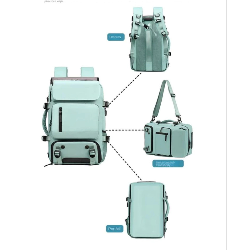 Mochila Viral Grande Multifuncional Viagem Bolsa Mala Bordo mochila NYLON IMPERMEAVRL COM USB 30L