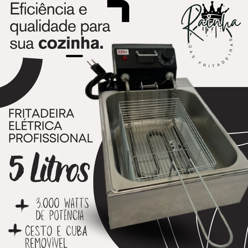 Fritadeira Elétrica Industrial 5L- Eficiência e Qualidade para sua cozinha LIMPA ESTOQUE!!