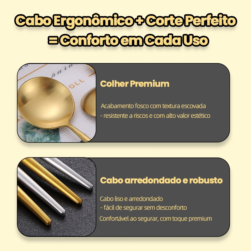 AICOOL 24 Kit Jogo De Talheres Inoxidável 416 Suprimentos De Cozinha Talheres de Dourados Talheres