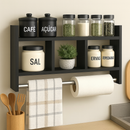 Nicho Porta Papel Toalha e Condimentos Potes Cozinha Banheiro 100% MDF BRANCO TX 15mm Tubo Metal Montado