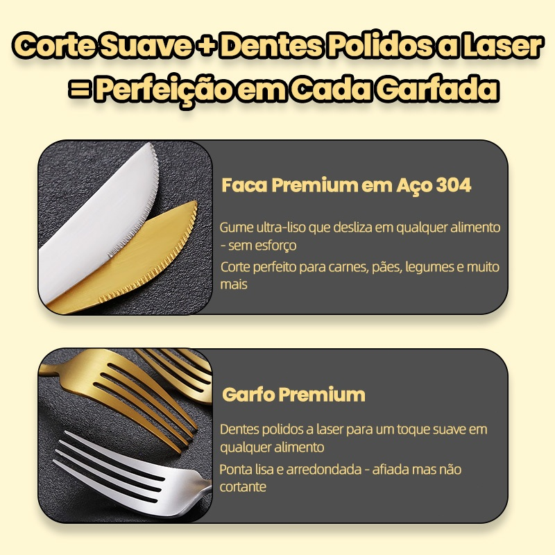 AICOOL 24 Kit Jogo De Talheres Inoxidável 416 Suprimentos De Cozinha Talheres de Dourados Talheres