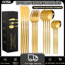 AICOOL 24 Kit Jogo De Talheres Inoxidável 416 Suprimentos De Cozinha Talheres de Dourados Talheres