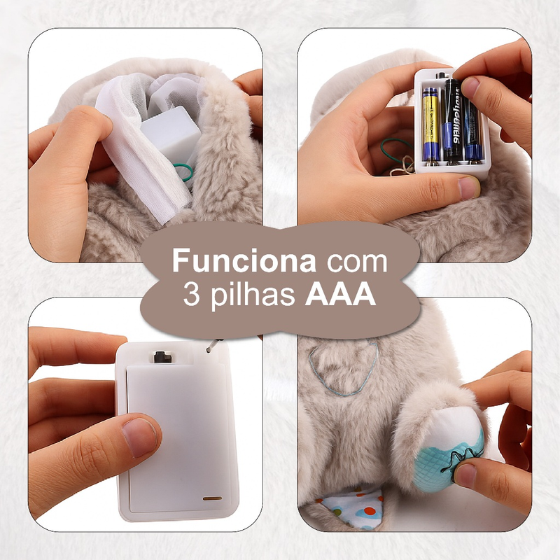 Lontra Pelúcia Fofinho Respira Dormir Para Bebê Com Luzes E Sons Linha Premium