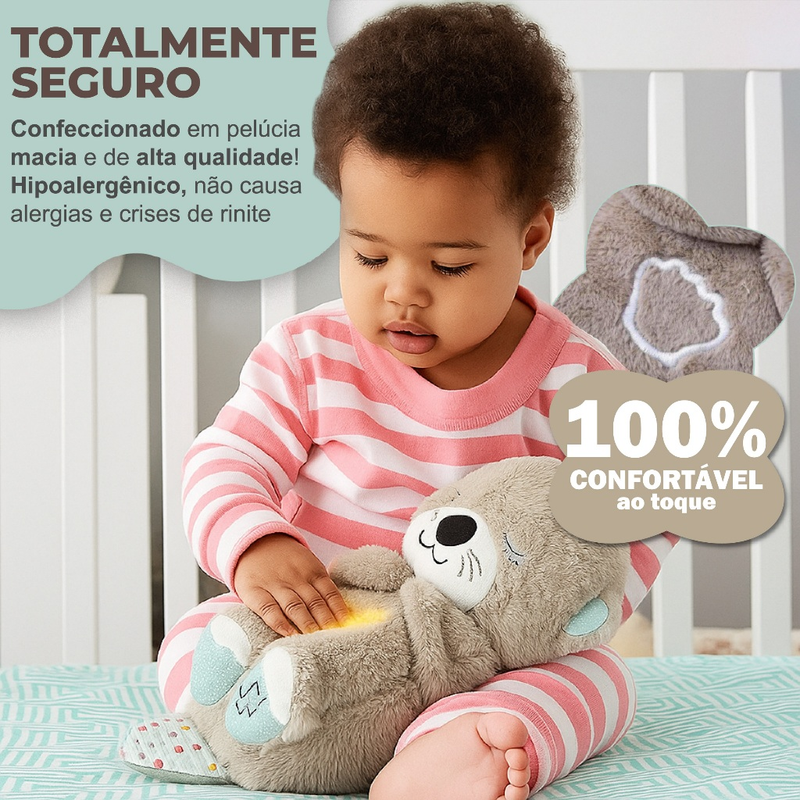 Lontra Pelúcia Fofinho Respira Dormir Para Bebê Com Luzes E Sons Linha Premium
