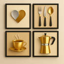 Kit Quadros Decorativos Cantinho do Café Luxo Coração, ideal para cozinha, copa, variações