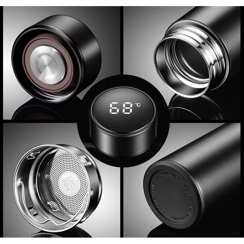 500Ml Garrafa Térmica Personalizada Em Aço Inox Led Digital Termômetro Escritório Academia ÁguaCafé