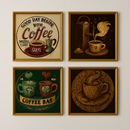 Kit Quadros Decorativos Cantinho do Café Luxo Coração, ideal para cozinha, copa, variações