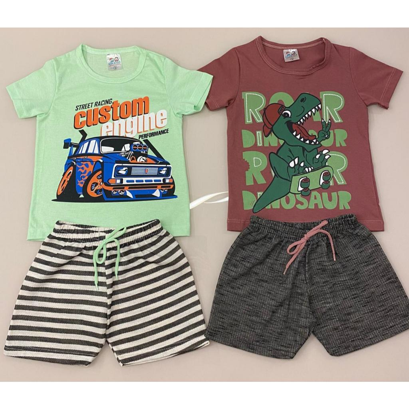 Kit 10 peças masculino verão infantil - Tamanhos 1 2 3 4 6 8 10