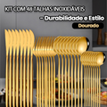 AICOOL 24 Kit Jogo De Talheres Inoxidável 416 Suprimentos De Cozinha Talheres de Dourados Talheres