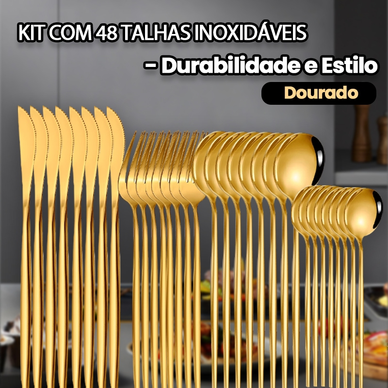 AICOOL 24 Kit Jogo De Talheres Inoxidável 416 Suprimentos De Cozinha Talheres de Dourados Talheres