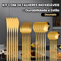 AICOOL 24 Kit Jogo De Talheres Inoxidável 416 Suprimentos De Cozinha Talheres de Dourados Talheres