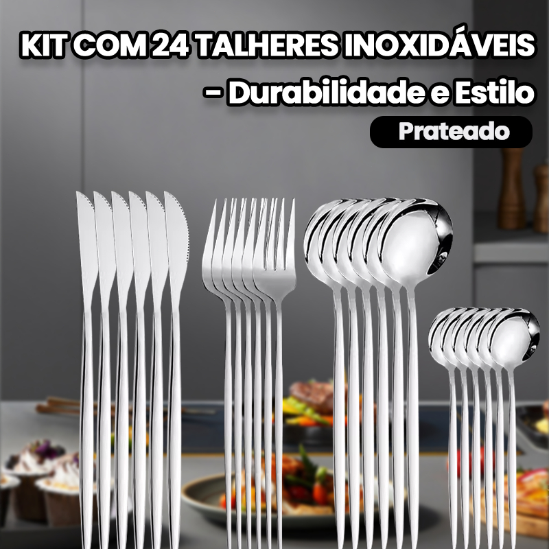 AICOOL 24 Kit Jogo De Talheres Inoxidável 416 Suprimentos De Cozinha Talheres de Dourados Talheres