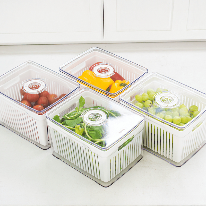 2 Organizadores de Geladeira e Armário 3,8L Cesto Acrílico Plástico Cozinha, Frutas, Verduras