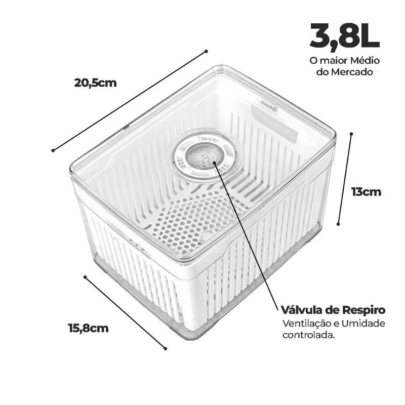 2 Organizadores de Geladeira e Armário 3,8L Cesto Acrílico Plástico Cozinha, Frutas, Verduras