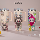 Copo Garrafa Térmica 1200ml Inox com Tampa Vedada e 2 Canudos - Estampada