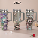 Copo Garrafa Térmica 1200ml Inox com Tampa Vedada e 2 Canudos - Estampada