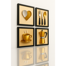 Kit Quadros Decorativos Cantinho do Café Luxo Coração, ideal para cozinha, copa, variações