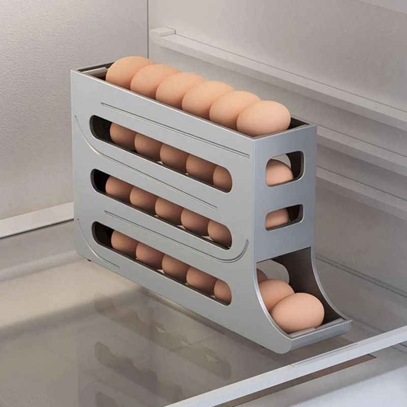 Porta Ovos 4 Andares Rolante em Plástico para Geladeira Organizador 20 a 30 Ovos