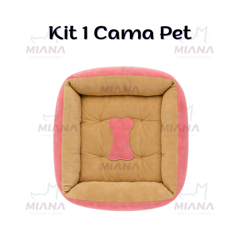 Kit 2 Cama Pet PREMIUM Em Poliéster BEGE Para Cães E Gatos Conforto Macia Lavável Descanso