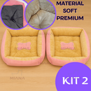 Kit 2 Cama Pet PREMIUM Em Poliéster BEGE Para Cães E Gatos Conforto Macia Lavável Descanso