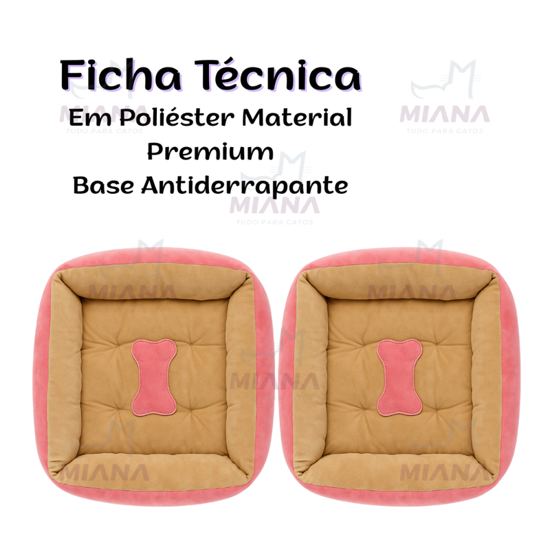 Kit 2 Cama Pet PREMIUM Em Poliéster BEGE Para Cães E Gatos Conforto Macia Lavável Descanso