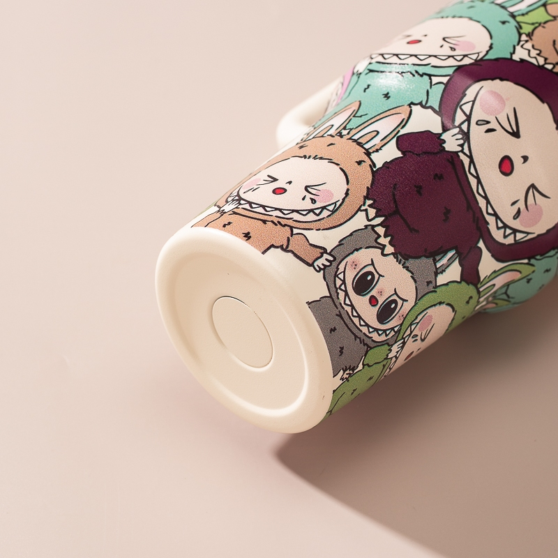 Copo Garrafa Térmica 1200ml Inox com Tampa Vedada e 2 Canudos - Estampada