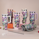 Copo Garrafa Térmica 1200ml Inox com Tampa Vedada e 2 Canudos - Estampada