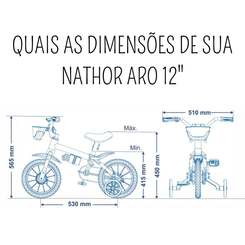 Bicicleta Infantil Nathor Aro 12 Menino Black De 2 A 5 Anos