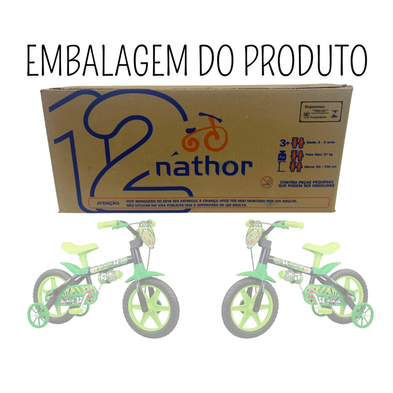 Bicicleta Infantil Nathor Aro 12 Menino Black De 2 A 5 Anos