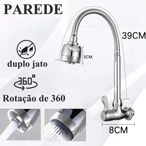 torneira cozinha parede vermelho flexível Duplo Jato Cone 1/4 de Volta FABN
