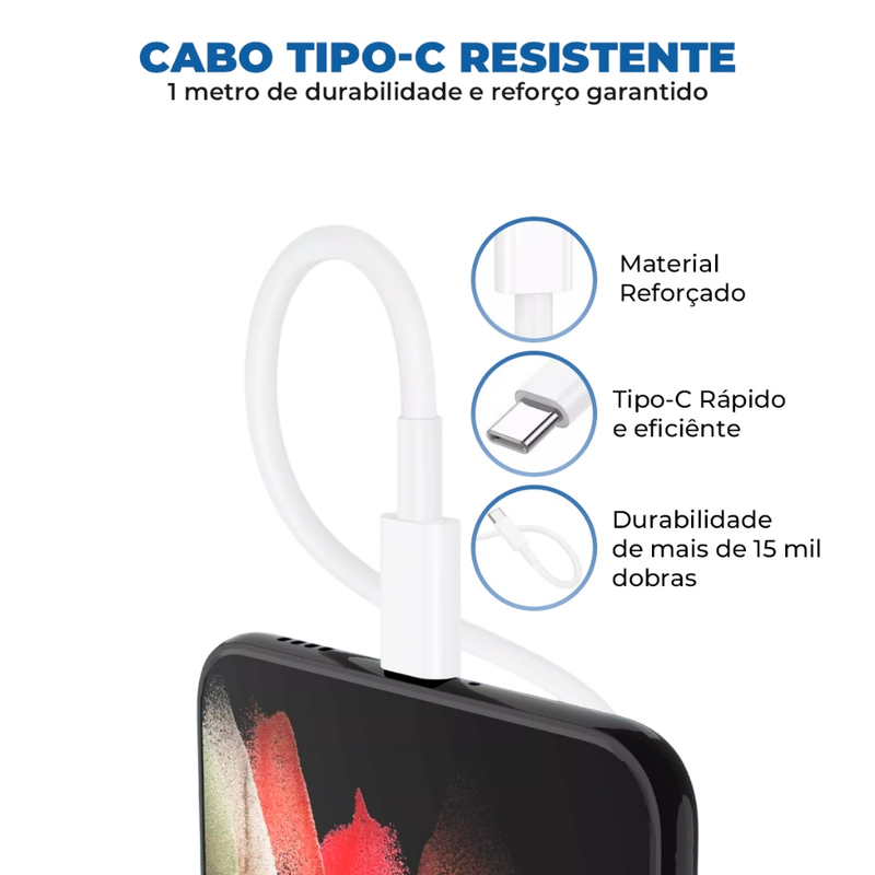 carregador para iphone turbo original tipo c com anatel COM 3 ANOS DE GARANTIA
