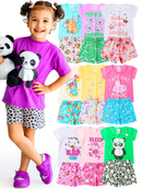 Kit 10 Peças Pijama Brilha no Escuro Infantil Menina Verão - Roupa Infantil Feminina