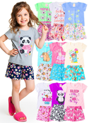 Kit 10 Peças Pijama Brilha no Escuro Infantil Menina Verão - Roupa Infantil Feminina