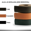 Espelho Adnet Couro Costurado Com Alça + Suporte 60cm 50cm 40cm 30cm Sala Quarto Banheiro Redondo