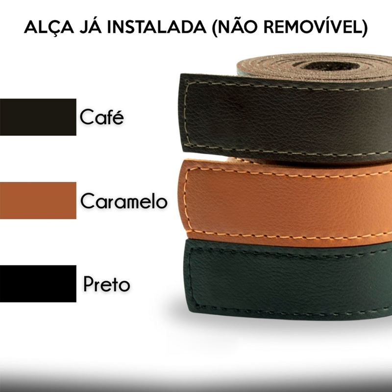 Espelho Adnet Couro Costurado Com Alça + Suporte 60cm 50cm 40cm 30cm Sala Quarto Banheiro Redondo
