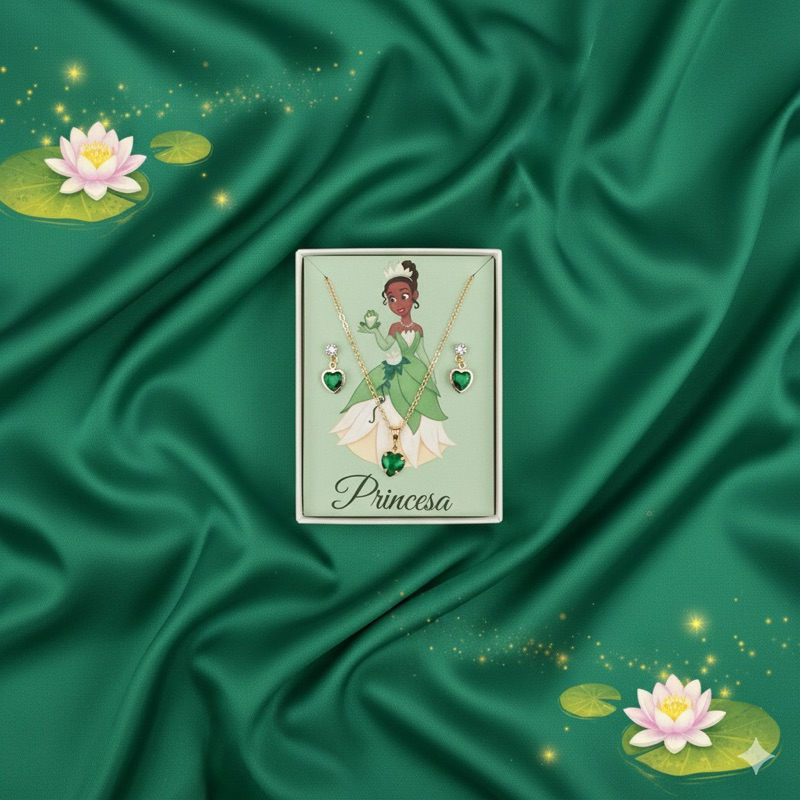 Conjunto de Colar e Brinco Coração| Joia Princesa | Folheado ouro Presente Feminino