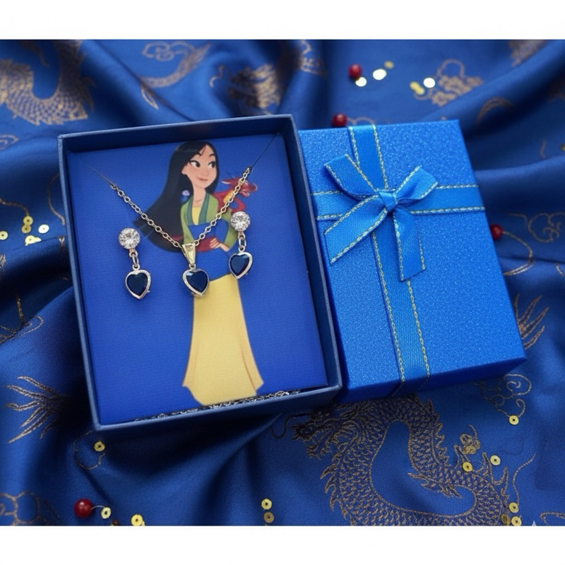 Conjunto de Colar e Brinco Coração| Joia Princesa | Folheado ouro Presente Feminino