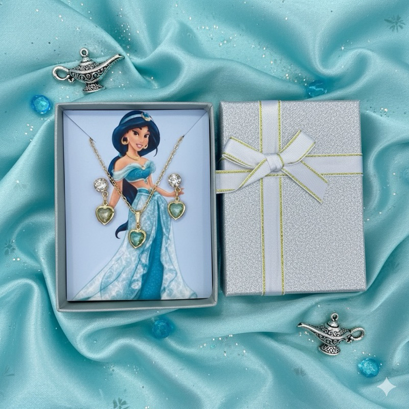 Conjunto de Colar e Brinco Coração| Joia Princesa | Folheado ouro Presente Feminino