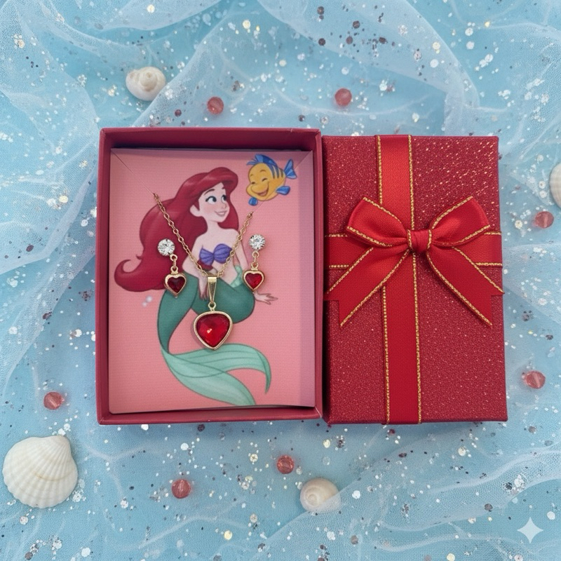 Conjunto de Colar e Brinco Coração| Joia Princesa | Folheado ouro Presente Feminino