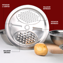 KIT 4 em 1 Ralador Fatiador Escorredor Tigela Bacia Bowl INOX Multiuso Cozinha Legumes Verduras
