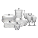 Kit Cozinha Mesa Posta Glamour Café da Manhã/Tarde Jarra Queijeira Manteigueira Açucareiro e Boleira