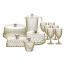 Kit Cozinha Mesa Posta Glamour Café da Manhã/Tarde Jarra Queijeira Manteigueira Açucareiro e Boleira