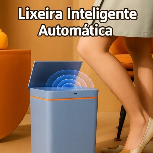 Lixeira Inteligente 15L Automática com Sensor de Movimento para Cozinha e Banheiro