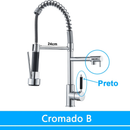 Torneira Gourmet Cozinha Monocomando Premium Preto Móvel Misturador Mono Comando com Spray Articulado