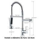 Torneira Gourmet Cozinha Monocomando Premium Preto Móvel Misturador Mono Comando com Spray Articulado