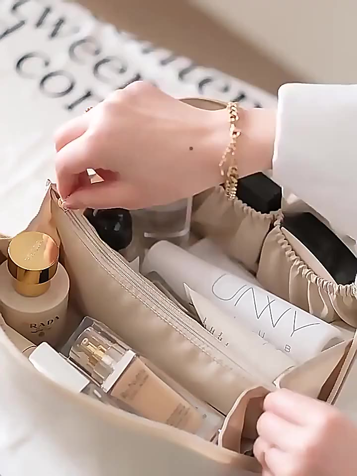 Kit 2 Bolsa Necessaire Feminino Cosmético De Couro PU De Grande Capacidade Em Alto Qualidade