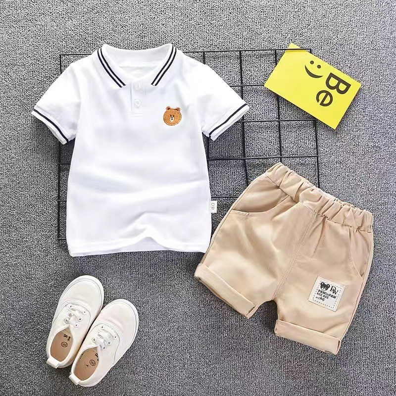 Terno de verão infantil, camisa Polo Shorts terno de duas peças, adequado para crianças de 0 a 5 anos
